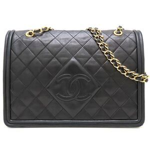 CHANEL Black Lambskin Leather Shoulder Bag